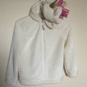 Unicorn fluffy jacket with horn, mane,and wings